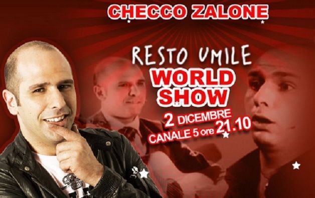 Programmi Tv Mediaset e digitale terrestre free 2 Dicembre:  debutta su Canale 5 Checco Zalone con “Resto Umile World Show”