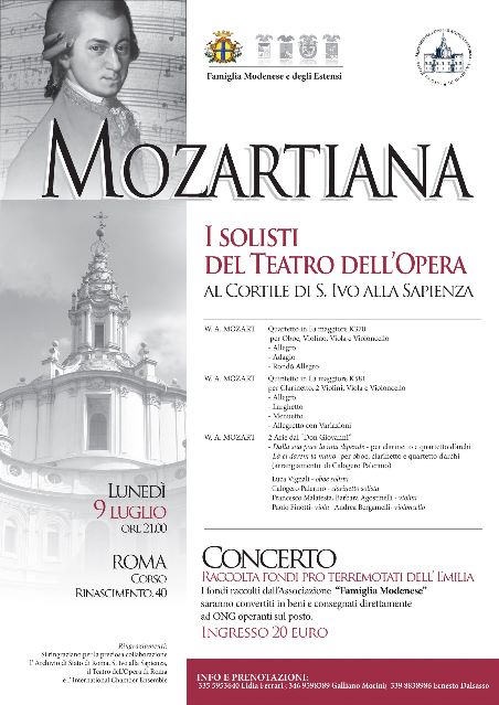 Concerto Mozartiano per i terremotati dell’Emilia